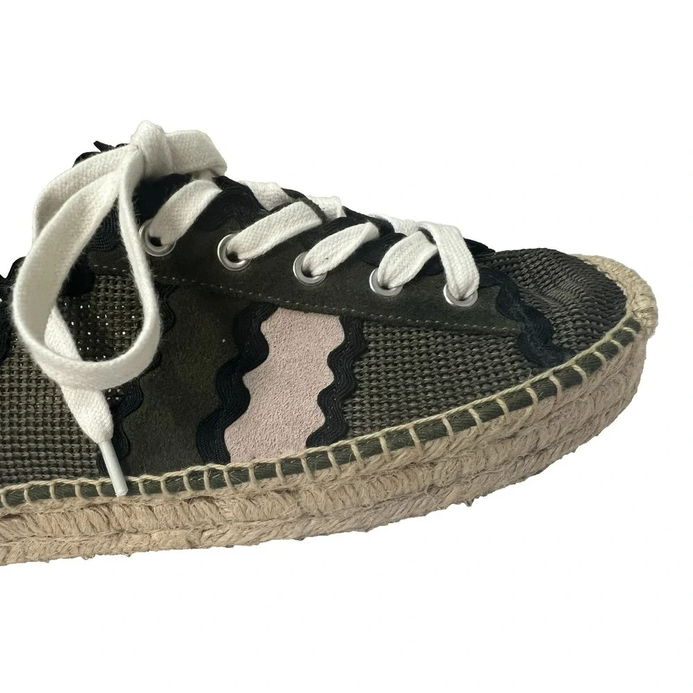 Bernardo for Anthropologie Vale Espadrille Sneaker Green Mix Media Low Top 8.5